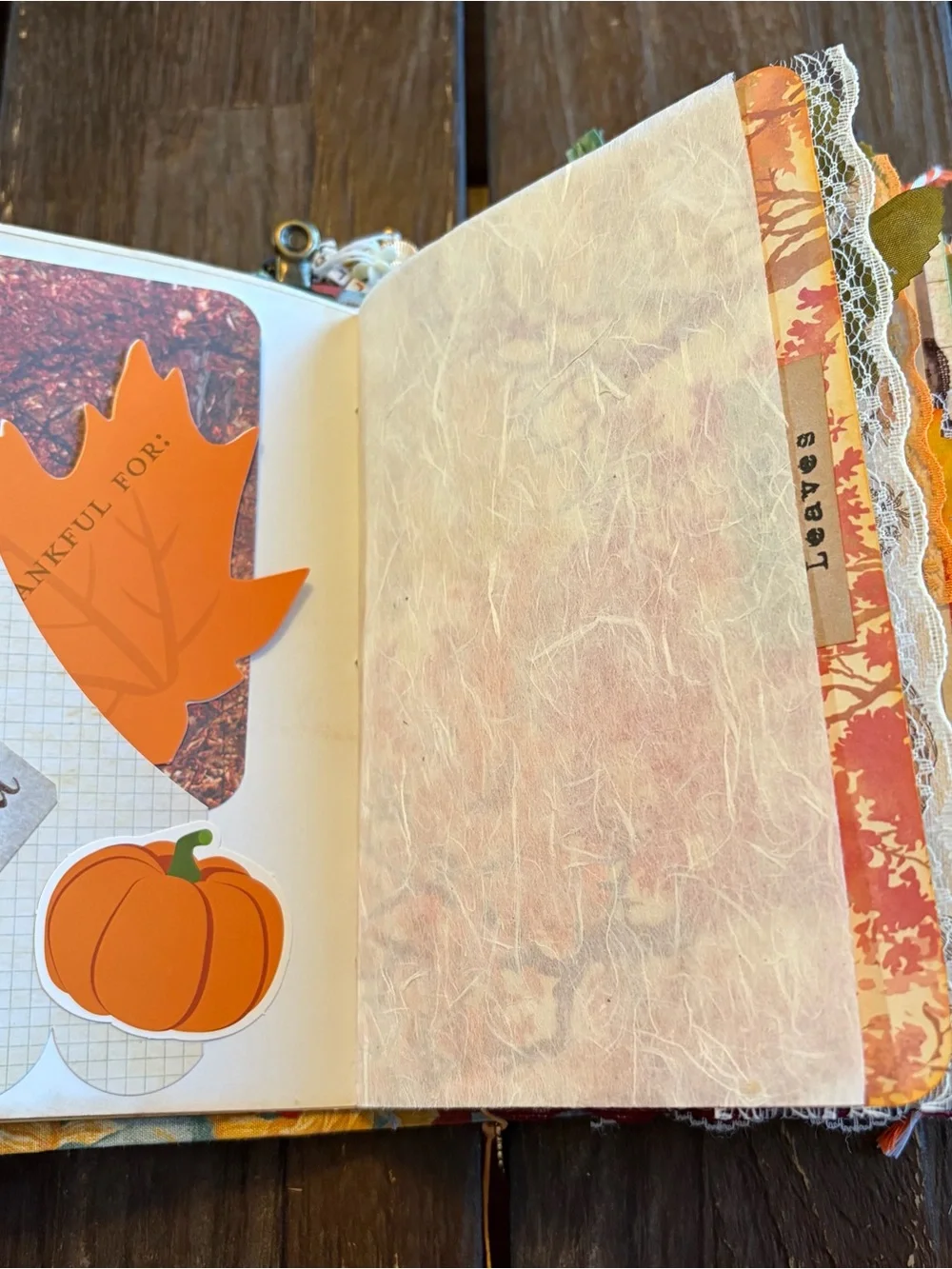 Fall Autumn Junk Journal Sunflower Thanksgiving Leaves Softcover Decorated 3 Sig